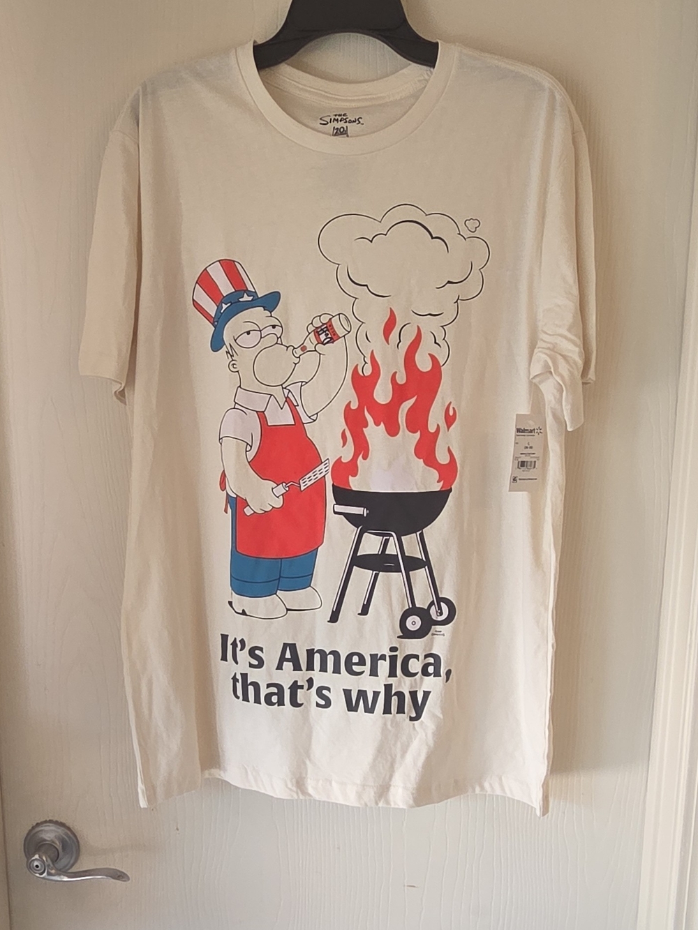 White Short-Sleeve Graphic Tee - The Simpsons Patriotic Grill Design